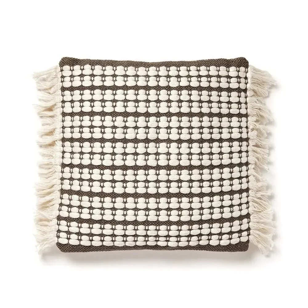 Divine Home Bergen Indoor/Outdoor Accent Throw Pillow, Taupe/White 17